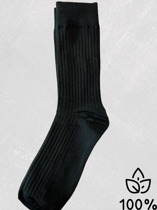 Classic Mid Calf Socks-Striped Black