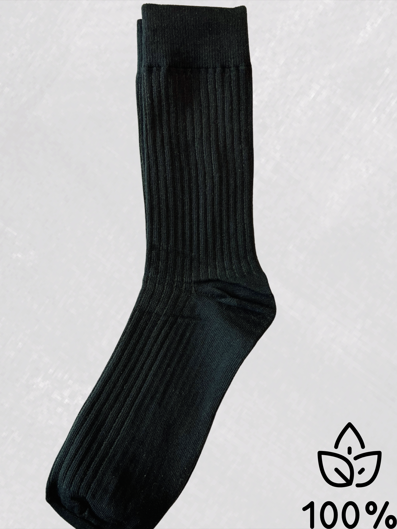 Black with Ash Vertical Stripe Fine Cotton Sock Linked Toe Mid-Calf